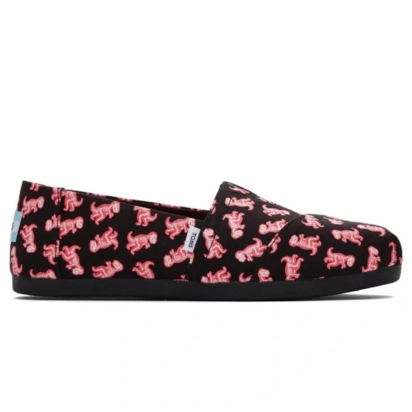 TOMS Women's Pink Dinosaur Alpargata Shoes Glow in the Dark Neon T-Rex - Picture 2 of 5